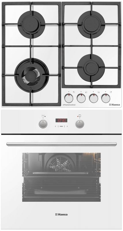 Комплект Hansa (духовка електрична + поверхня газ на склі), білий