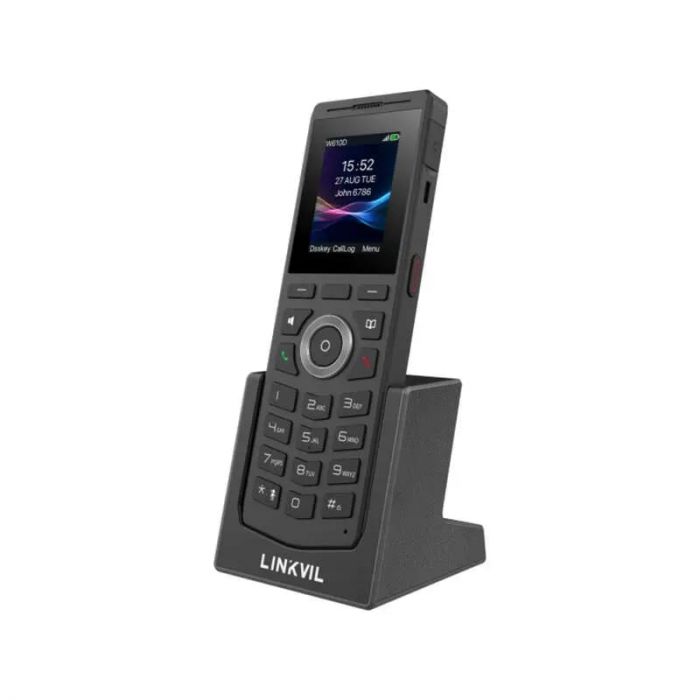 Телефон IP-DECT Fanvil W610D , кольоровий дисплей 2.0” 240x320 LCD, 4 SIP лінії, робота з DECT-базою W710D, підключення гарнітури через BT 5.0 або роз’єм 3,5 мм