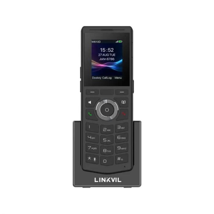 Телефон IP-DECT Fanvil W610D , кольоровий дисплей 2.0” 240x320 LCD, 4 SIP лінії, робота з DECT-базою W710D, підключення гарнітури через BT 5.0 або роз’єм 3,5 мм