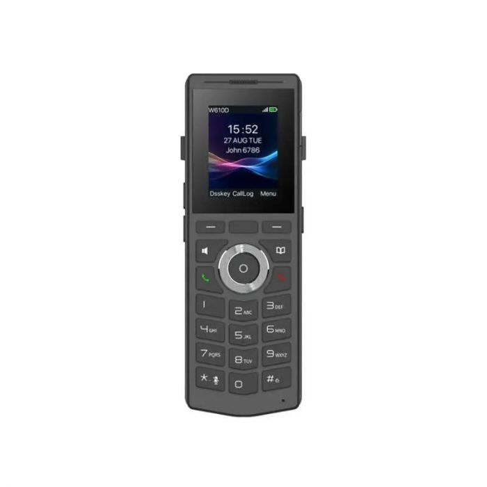 Телефон IP-DECT Fanvil W610D , кольоровий дисплей 2.0” 240x320 LCD, 4 SIP лінії, робота з DECT-базою W710D, підключення гарнітури через BT 5.0 або роз’єм 3,5 мм