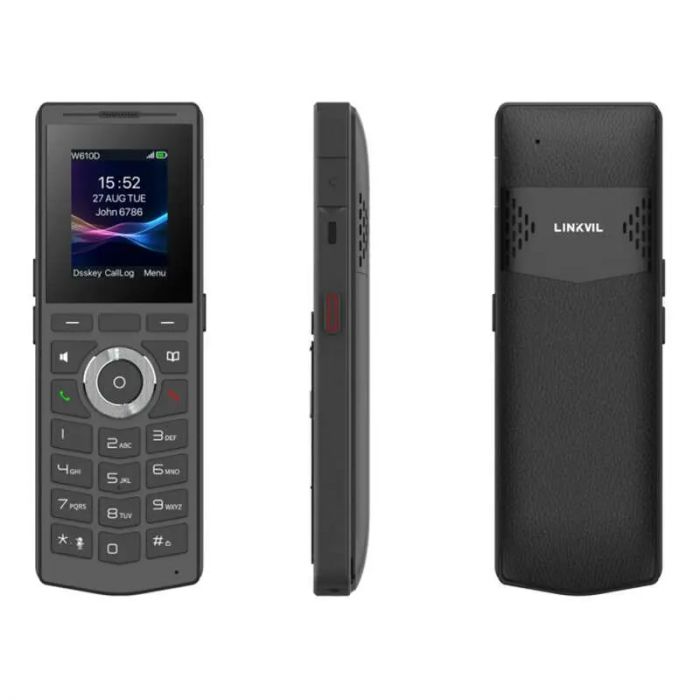 Телефон IP-DECT Fanvil W610D , кольоровий дисплей 2.0” 240x320 LCD, 4 SIP лінії, робота з DECT-базою W710D, підключення гарнітури через BT 5.0 або роз’єм 3,5 мм