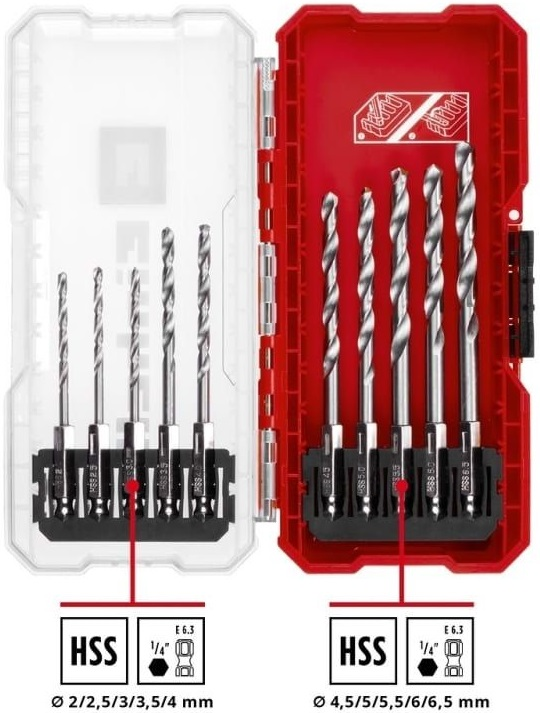 Набір свердел по металу Einhell HSS, 10 шт, 2-6.5мм, кейс