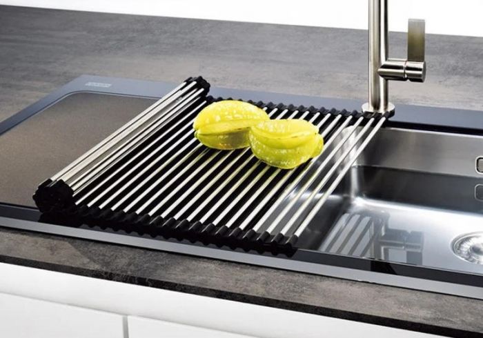 Килимок для кухонної мийки Rollmat, 468х420мм, нерж