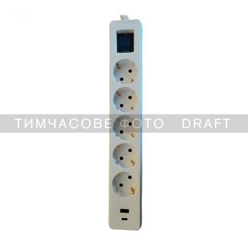 Подовжувач-фільтр мережевий 2E 5xТип F, 3x1.5мм кв, 16A, 1xUSB-A, 1xUSB-C, з захистом від перенапруги, 3м, білий