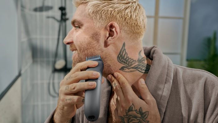 Тример Philips Series 3000, для бороди і вусів, акум., сталь, синій