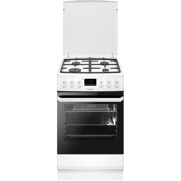 Плита комбінована Hansa, 50х60см, 62л, чавун, газ контр., дисплей, білий