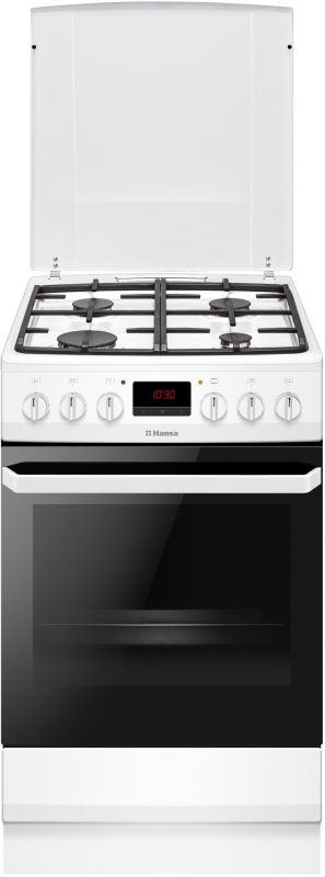 Плита комбінована Hansa, 50х60см, 62л, чавун, газ контр., дисплей, білий