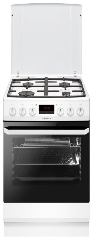 Плита комбінована Hansa, 50х60см, 62л, чавун, газ контр., дисплей, білий