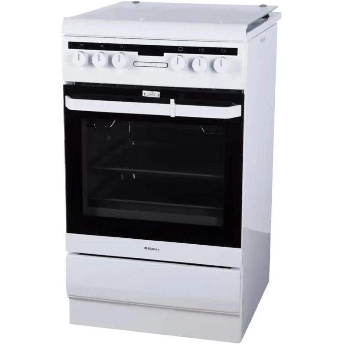Плита комбінована Hansa, 50х60см, 62л, чавун, газ контр., дисплей, білий