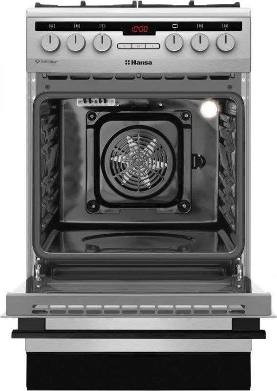 Плита комбінована Hansa, 50х60см, 62л, чавун, газ контр., дисплей, сірий