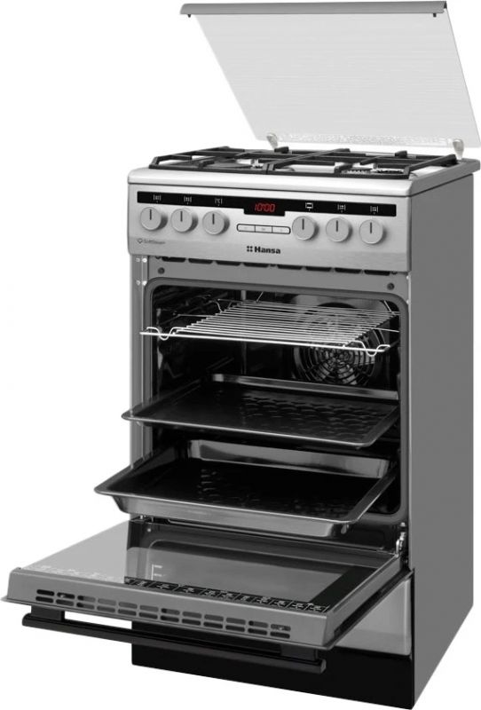 Плита комбінована Hansa, 50х60см, 62л, чавун, газ контр., дисплей, сірий