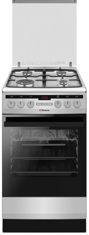 Плита комбінована Hansa, 50х60см, 62л, чавун, газ контр., дисплей, сірий