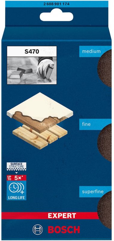 Губки шліфувальні Bosch Professional EXPERT S470 Combi 69х97х26мм M F SF 3шт