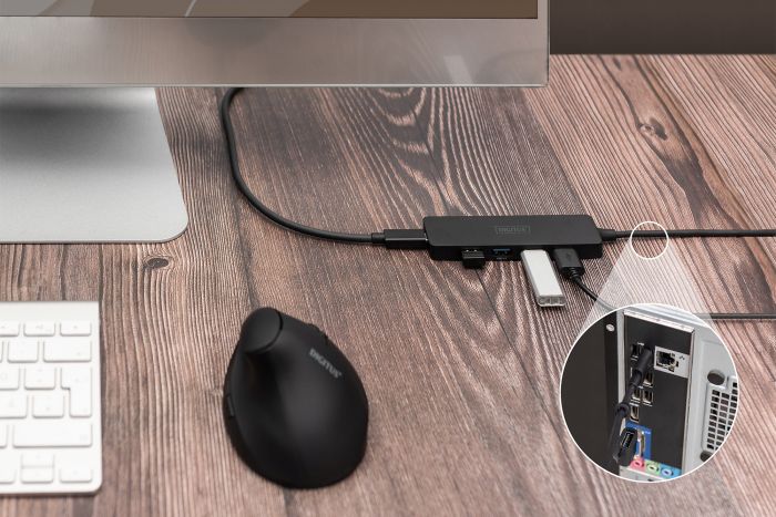 Хаб DIGITUS USB-A/C > 4хUSB-А, 1,2 м, активний (опція)