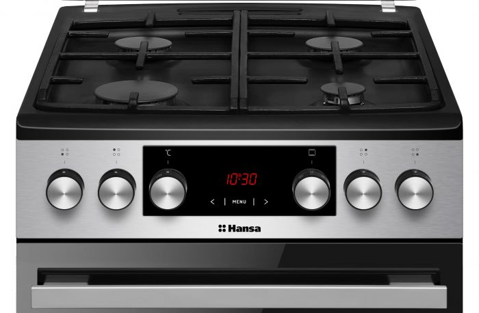 Плита комбінована Hansa, 50х60см, 65л, чавун, газ контр., дисплей, нержавіюча сталь