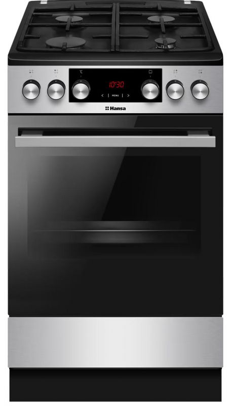 Плита комбінована Hansa, 50х60см, 65л, чавун, газ контр., дисплей, нержавіюча сталь