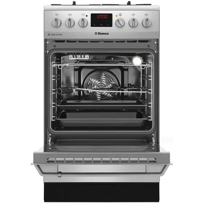 Плита комбінована Hansa, 50х60см, 65л, чавун, газ контр., дисплей, нержавіюча сталь