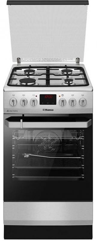 Плита комбінована Hansa, 50х60см, 65л, чавун, газ контр., дисплей, нержавіюча сталь