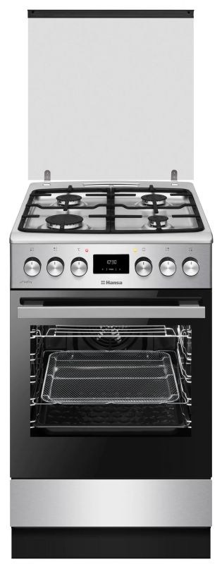 Плита комбінована Hansa, 50х60см, 65л, чавун, газ контр., дисплей, сірий