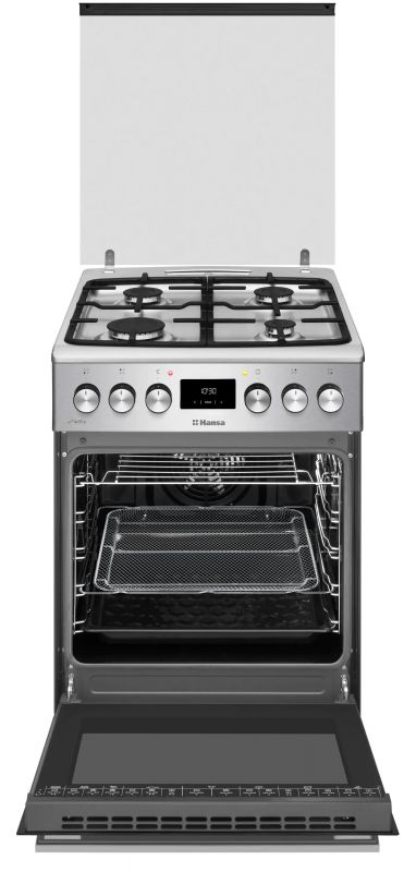 Плита комбінована Hansa, 50х60см, 65л, чавун, газ контр., дисплей, сірий