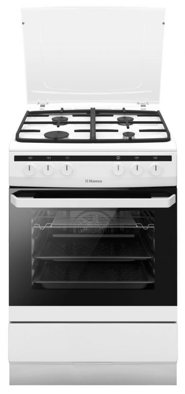 Плита комбінована Hansa, 60х60см, 62л, чавун, газ контр., білий