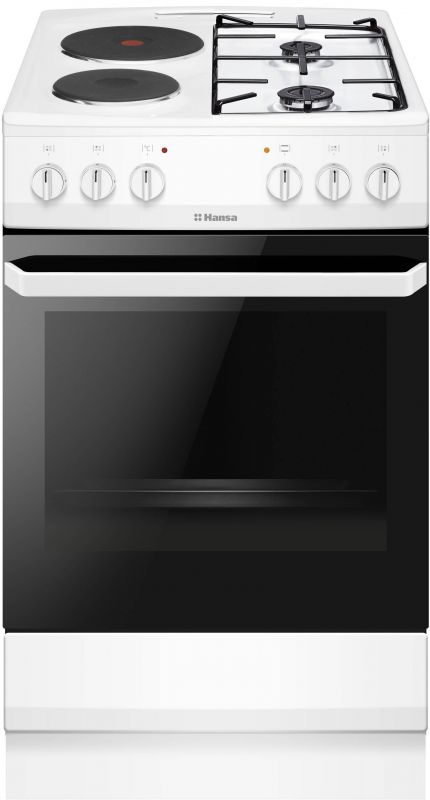 Плита Hansa з комбі. вар. поверхнею, 50х60см, 62л, емаль, газ контр., білий