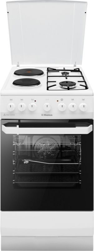 Плита з комбі. вар. поверхнею Hansa, 50х60см, 65л, емаль, газ контр., білий