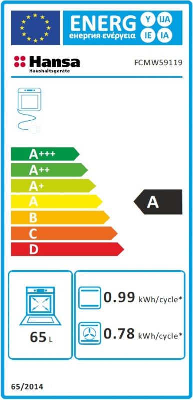 Плита з комбі. вар. поверхнею Hansa, 50х60см, 65л, емаль, газ контр., білий