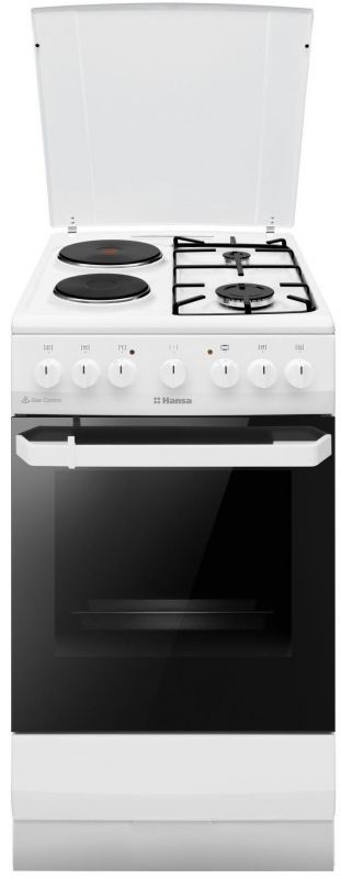 Плита з комбі. вар. поверхнею Hansa, 50х60см, 65л, емаль, газ контр., білий