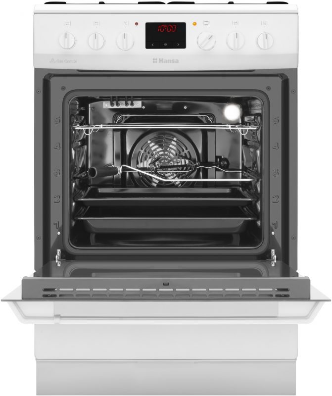 Плита з комбі. вар. поверхнею Hansa, 60х60см, 62л, емаль, газ контр., дисплей, білий