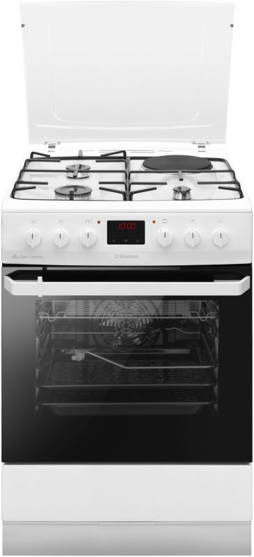 Плита з комбі. вар. поверхнею Hansa, 60х60см, 62л, емаль, газ контр., дисплей, білий