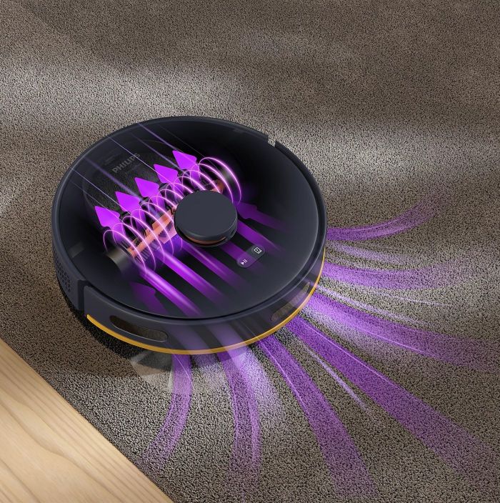 Робот-пилосос Philips Series 2000, h=9.7см, вологе прибирання, конт пил -0.38л, вода -0.3л, автон. робота до 120хв, EPA 11, Wi-Fi, темно-синій