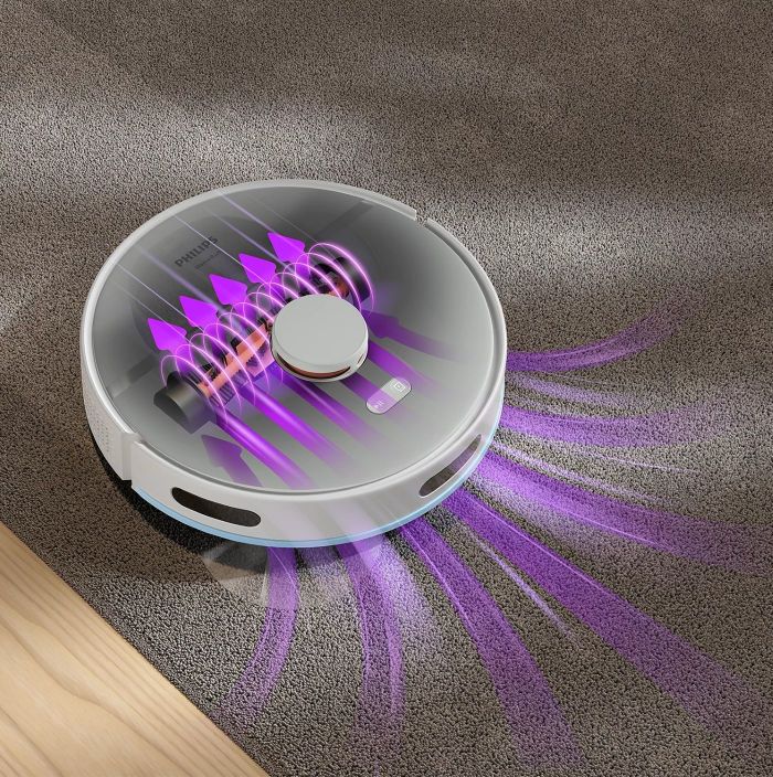 Робот-пилосос Philips Series 2000, h=9.7см, вологе прибирання, конт пил -0.38л, вода -0.3л, автон. робота до 120хв, EPA 11, Wi-Fi, станція самоочищ., білий