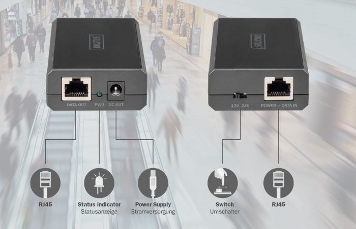 Розгалужувач DIGITUS Gigabit Ethernet PoE splitter, 51W