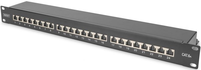 Патч-панель DIGITUS CАТ 6А STP, 19", 1U, 24 порти, зібрана, чорна