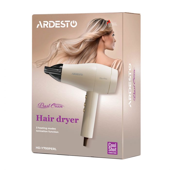 Фен ARDESTO Pearl Cream HD-Y700PERL, 1800-2000Вт, 2 швидкості, 3 темп.режими, бежевий