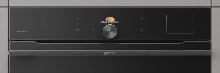 Духова шафа Gorenje електрична, 77л, A+, Wi-Fi, пароварка, дисплей, конвекція, готув. на різн рівнях, чорний