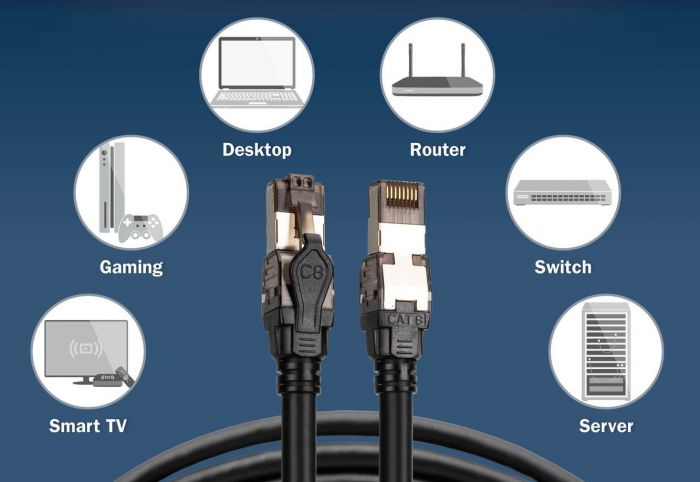 Патч-корд DIGITUS CAT 8.1 S-FTP, 1м, AWG 24/7, LSZH, чорний
