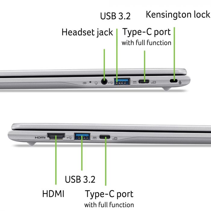 Ноутбук Acer Chromebook CB315-6HT 15.6" FHD IPS Touch, Intel 3-N355, 8GB, F128GB, UMA, ChromeOS, сріблястий