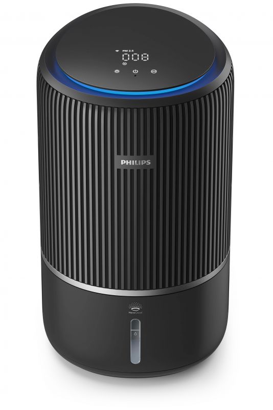 Очисник повітря Philips 2 в 1 PureProtect Water Series 3400, 78м2, 300м3/год, Nano, НЕРА,попередн.,угольний фільтр, Wi-Fi, датчик якості, температ,вологості, темно-сірий