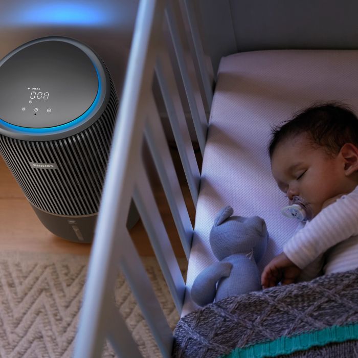 Очисник повітря Philips 2 в 1 PureProtect Water Series 3400, 78м2, 300м3/год, Nano, НЕРА,попередн.,угольний фільтр, Wi-Fi, датчик якості, температ,вологості, темно-сірий