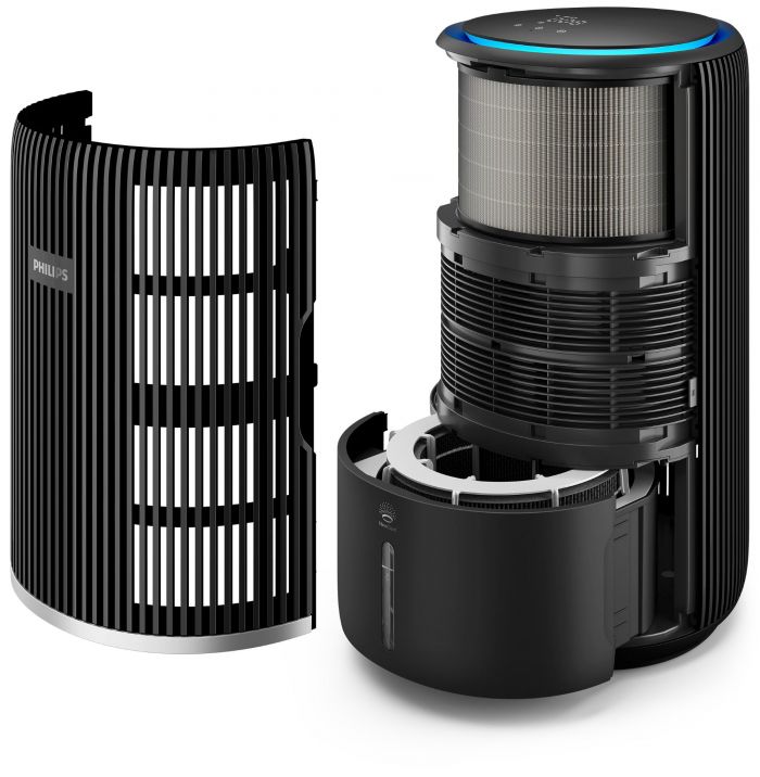 Очисник повітря Philips 2 в 1 PureProtect Water Series 3400, 78м2, 300м3/год, Nano, НЕРА,попередн.,угольний фільтр, Wi-Fi, датчик якості, температ,вологості, темно-сірий
