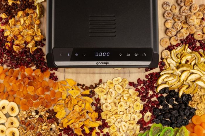 Сушарка для продуктів Gorenje 580Вт, піддонів - 6x1.5см, діаметр - 25см, макс - 75°С, дисплей, пластик+метал, чорний