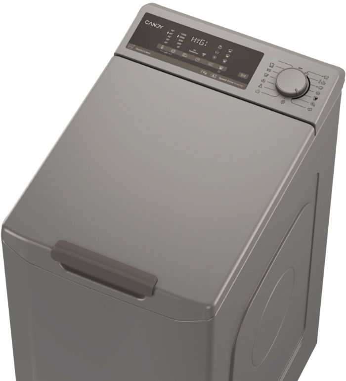 Пральна машина Candy вертикальна, 7кг, 1200, A+++, 60см, дисплей, cріблястий