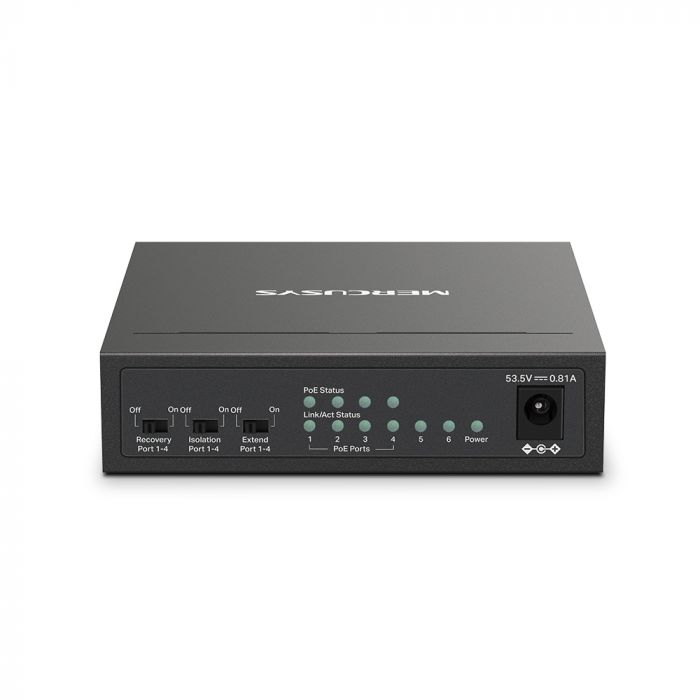 Комутатор MERCUSYS MS106LP 6xFE (4xPoE), 40Вт, Некерований