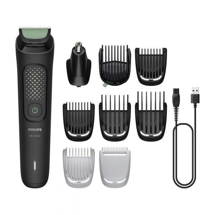 Тример Philips All-in-One Trimmer 3000 Series, для обличчя, голови, тіла, акум., насадок-9, сталь, чорний
