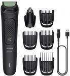 Тример Philips All-in-One Trimmer 3000 Series, для обличчя, голови, носа, акум., насадок-7, сталь, чорний