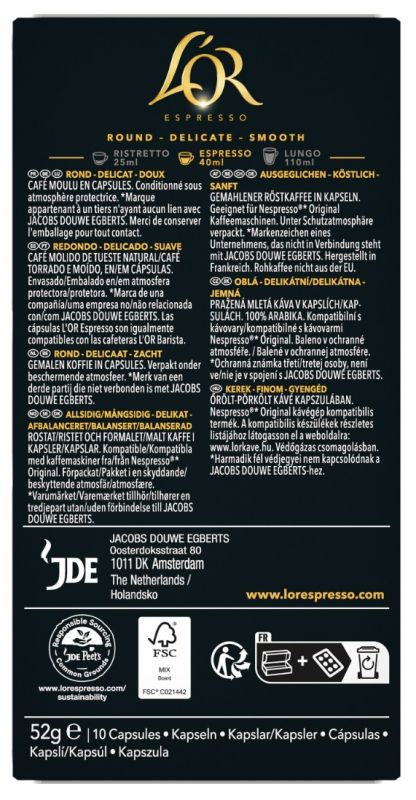 Кава L`OR капсули  Espresso Biondo, 100% арабіка, 10шт, Nespresso