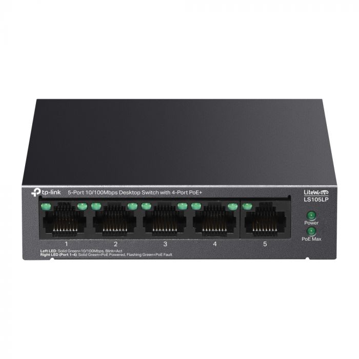 Комутатор TP-LINK LS105LP  5xFE (4xPoE), 41 Вт