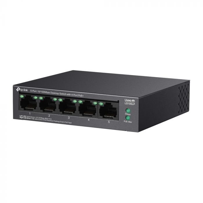 Комутатор TP-LINK LS105LP  5xFE (4xPoE), 41 Вт
